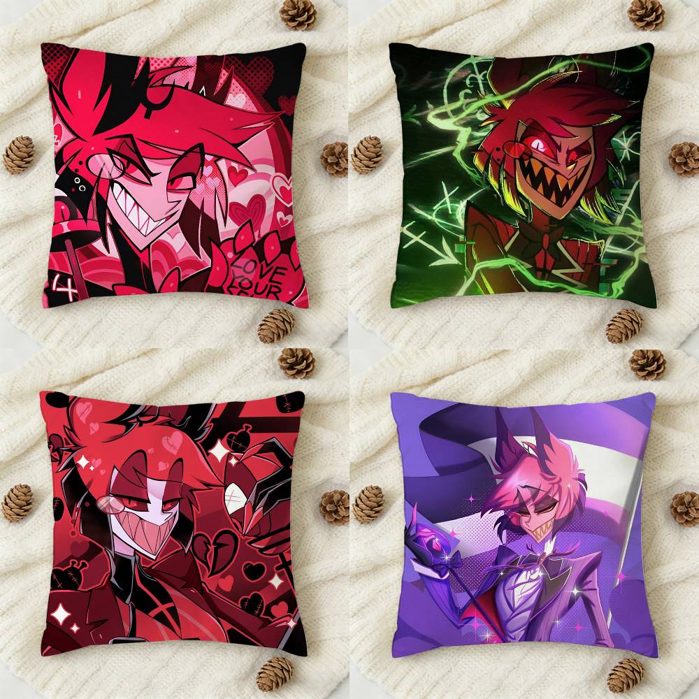 Alastor H-Hazbin H-Hotel Double-Sided Printed Square Decorative Cushion Cover For Sofa Living Room Home Decor