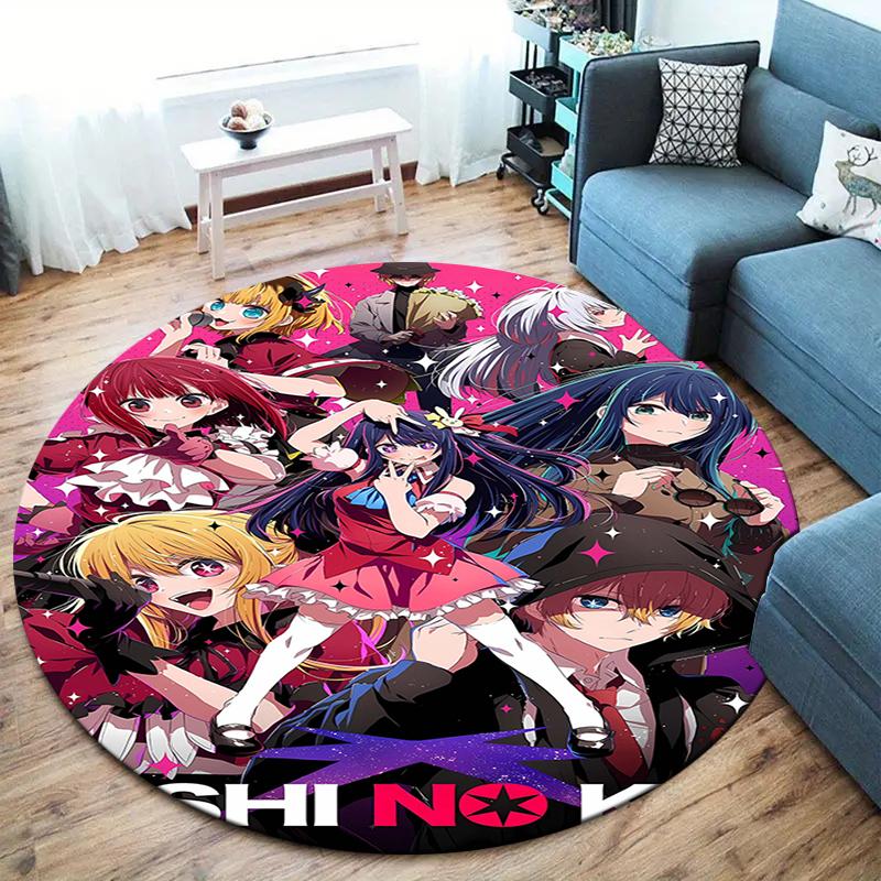 Oshi No Ko Round Area Rug,Carpet Rug for Living Room Bedroom Sofa Playroom Decor,Non-slip Floor Mat