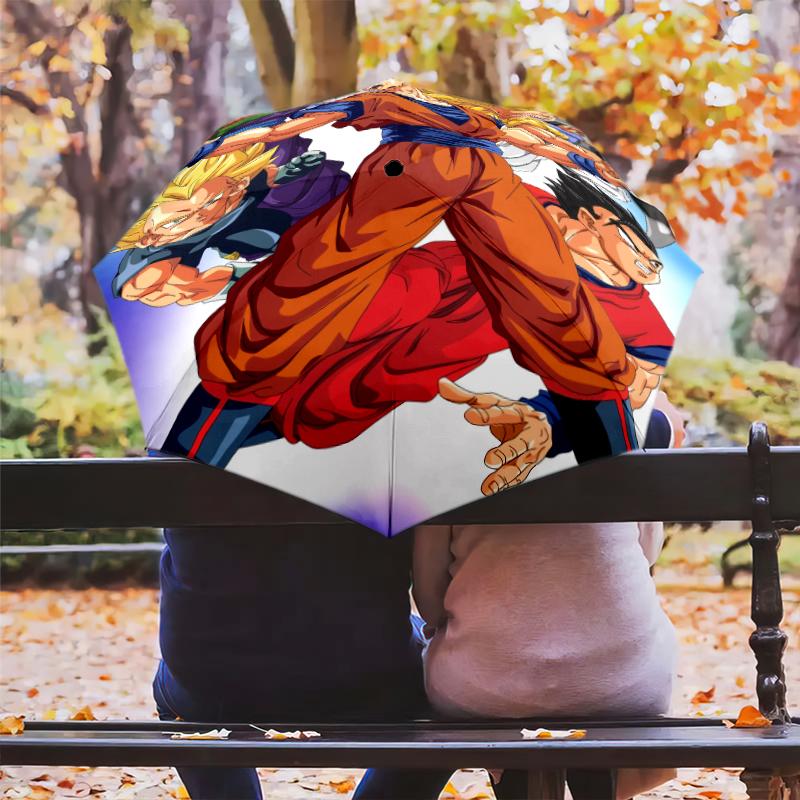 Vzor Goku Dragon Ball, automatický skládací deštník, přenosný a skládací design, 8 žeber, vánoční nebo narozeninový dárek.