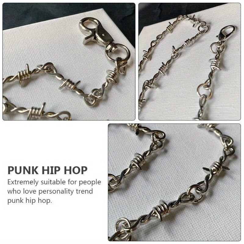 1pcs Chain Necklace Pants Waist Punk Chain Pants Men's Jewelry Barbed Wire Jeans Silver Necklace Men's and Women's Necklace Pant