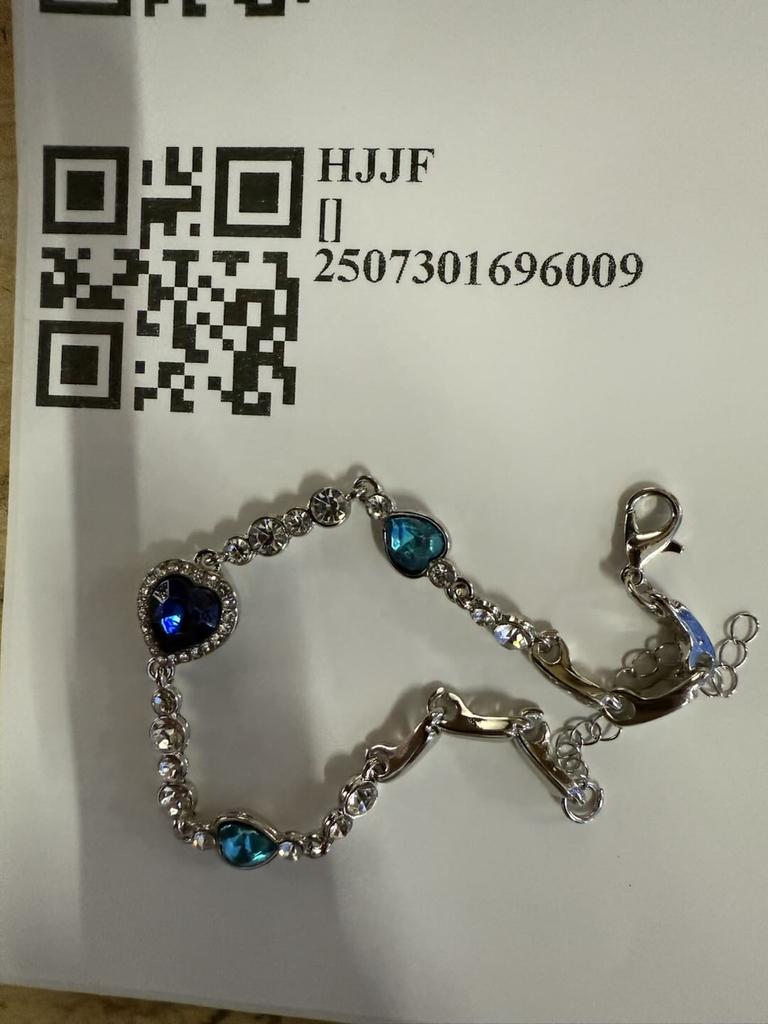 Women Ocean Blue Crystal Rhinestone Heart Bangle Bracelet