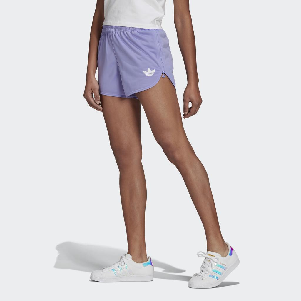 Adidas Originals Trefoil Shorts Embroidered Logo Fitted Sports Shorts Women Shorts Light-Purple H15806