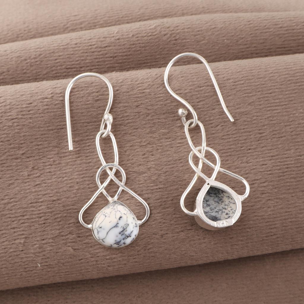 Dendritic Opal Jewelry, 925 Solid Sterling Silver Earrings Jewelry, Handmade Gorgeous Silver Earrings For Thanksgiving Gift