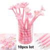 10 Pcs Silicone Pink Creative Cute Cherry Blossoms Flower Stationery Office School Supplies Gift Simulation Gel Pens LS
