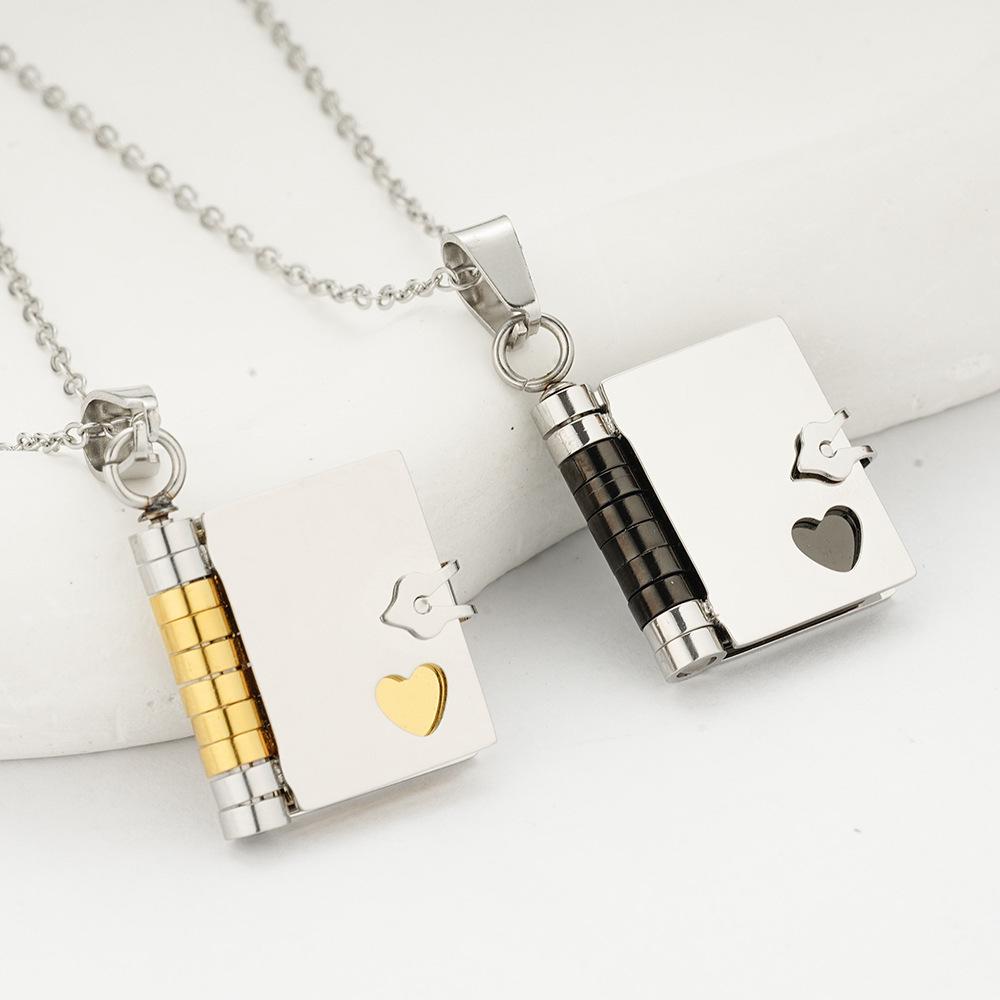 2025 Spring/Summer New Arrival: Titanium Steel Love Letter Necklace with Openable Pendant - Personalized Couple Style
