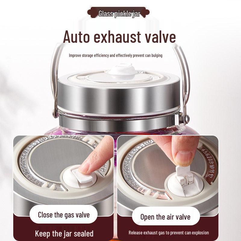 Glass Sealed Jar for Pickled Vegetables, Large Caliber Kimchi & Sauerkraut, Thickened Food-Grade Design