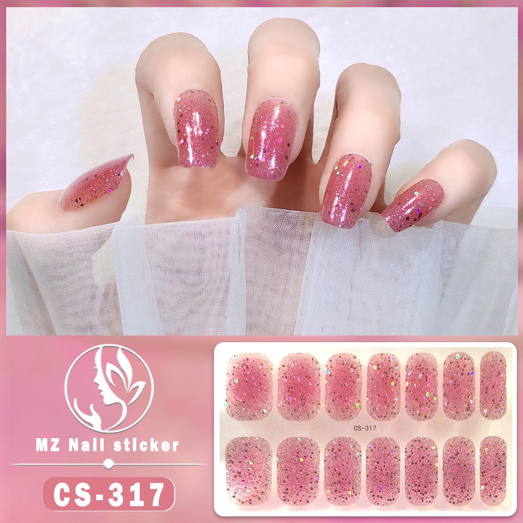 CS Waterproof No-Bake Gel Nail Polish: Full-Cover Korean-Style Multi-Color Glitter Nail Art Stickers