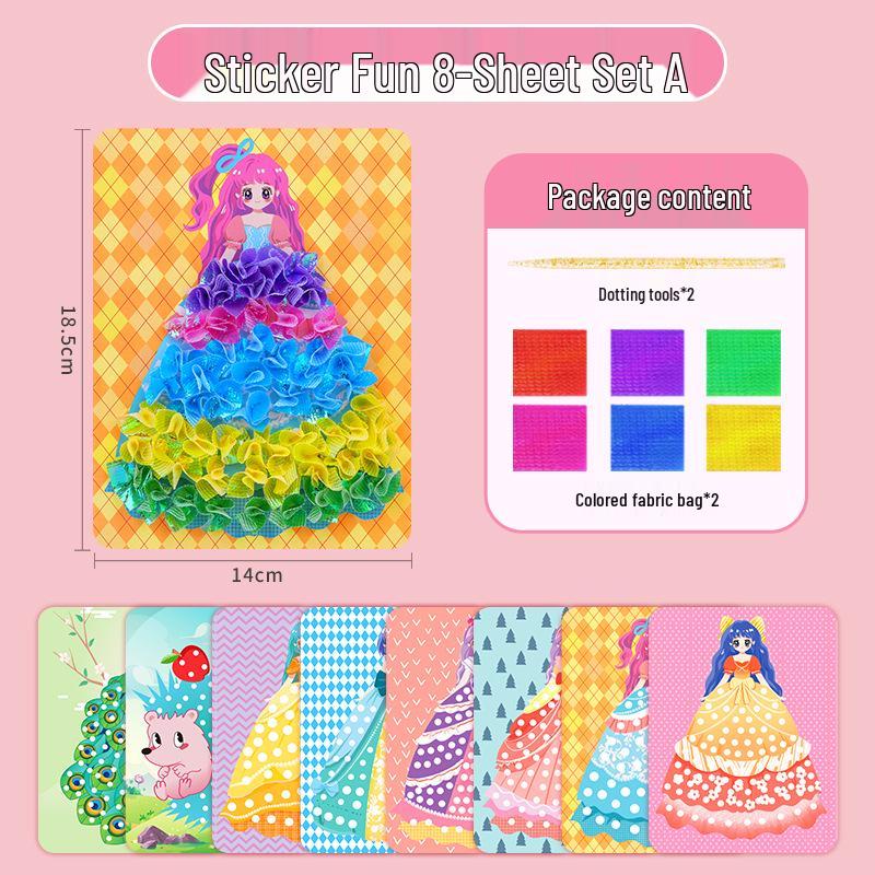 Hand-Painted Princess Dress-Up Sticker Book for Girls - DIY Art & Craft Toy