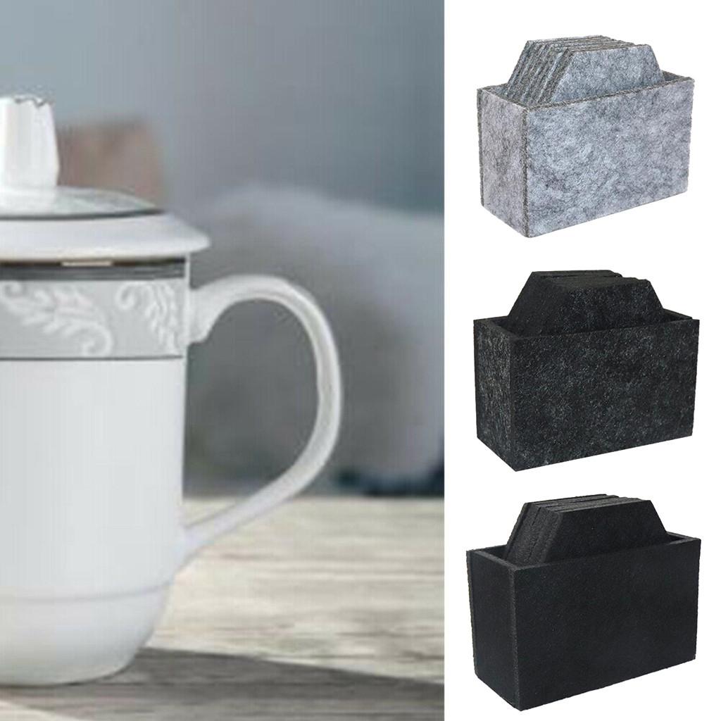 Set of 8 Drink -Coasters Cup Costers Cup Mat Tableware with Holder NEW