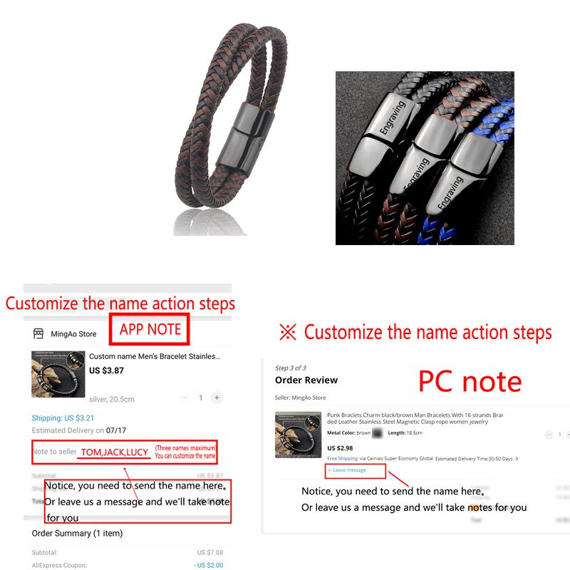 Titanium Steel Bracelet Double Layer Brown Black Leather Braided Rope Man High Quality Stainless Steel Magnetic For Women Gift