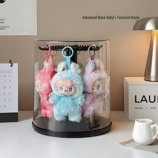 Rotating Labubu Plush Figurine Display Box and Stand