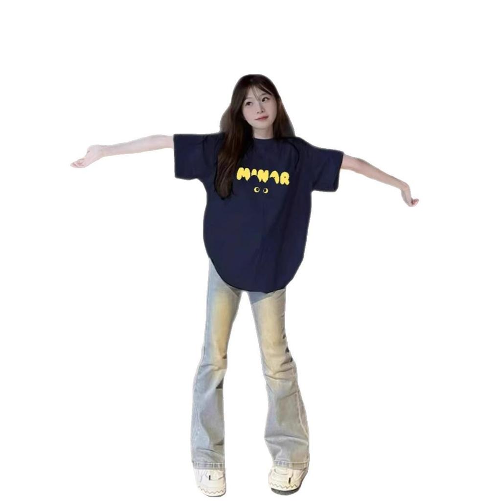 Plus Size Women's American Style Pure Cotton Short Sleeve T-Shirt - Trendy Boyfriend Half Sleeve Top