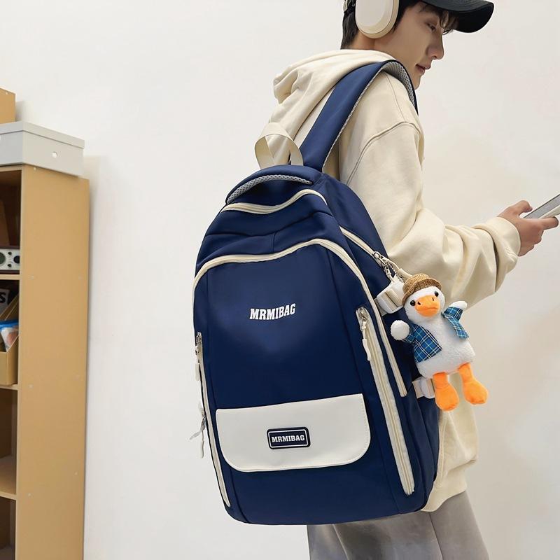 Student schoolbag spring and summer new letter double zipper junior high school student college backpack