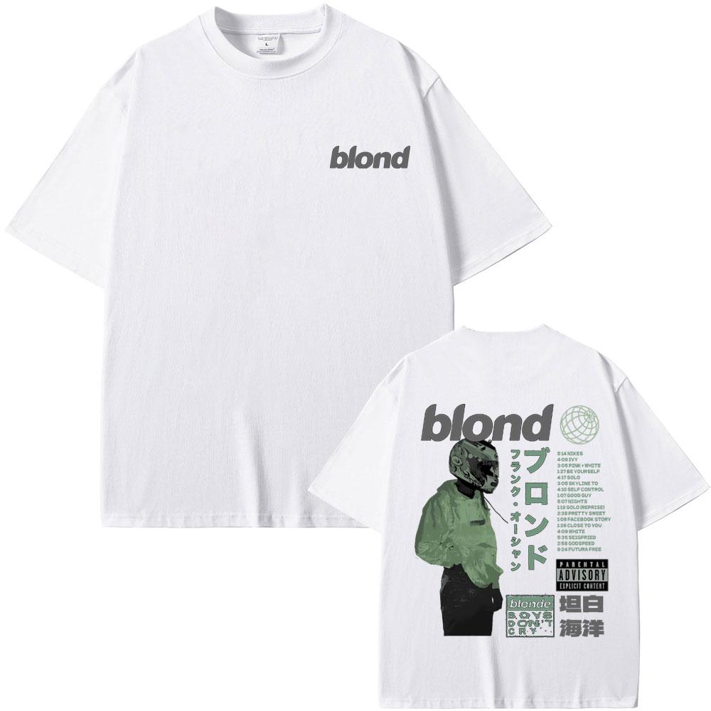 Rapper Frank Double Sided Print T Shirt Rap Men's Blond Hip Hop Tshirt Ocean Oversized T-shirt Men Women Casual Pure Cotton Tees