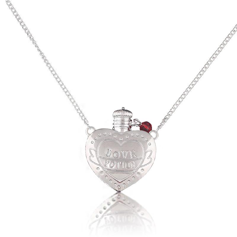 Love Potion Heart Bottle Pendant Necklace 3D Pink Bottle Angel Wings Crystal Necklaces for Women Lover Romantic Jewelry