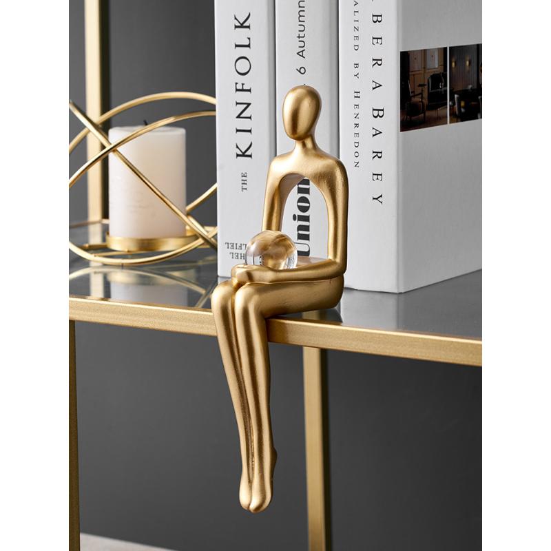 Heimdekoration, Bücherregal, Dekoration, Zubehör, abstrakte Harzstatue, goldene Miniaturen, modern