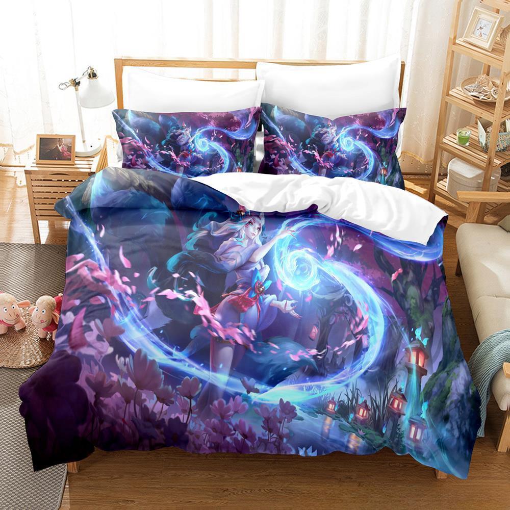 League of Legends Spirit Blossom Ahri Bedding Set Single Twin Full Queen King Size Bed Set Adult Kid Bedroom Duvet Cover Sets
