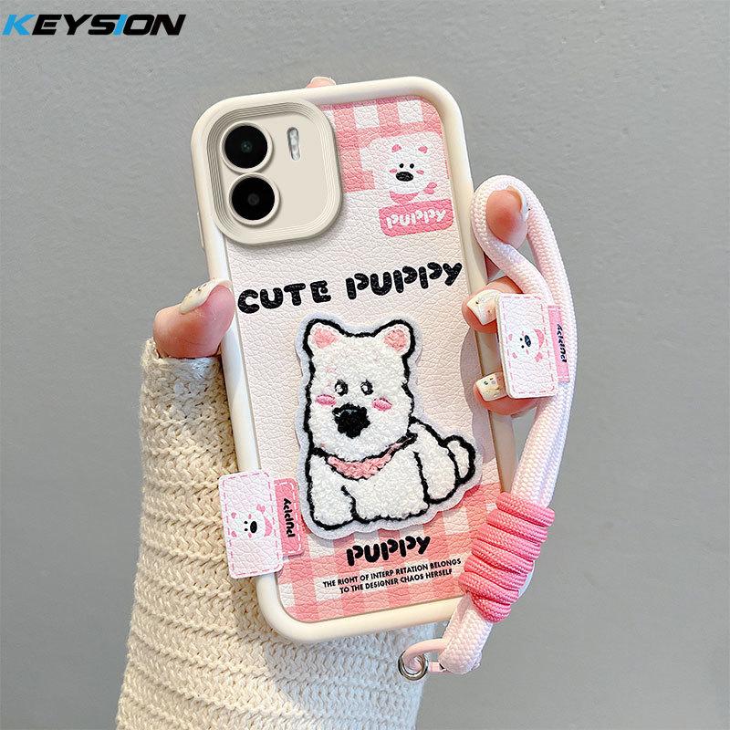 

KEYSION Мультяшный Милый Плюшевый Вышитый Чехол для Redmi A2 A1 со Шнурком Силиконовый Противоударный Чехол для Телефона для Xiaomi Redmi A1 A2 for Redmi A1