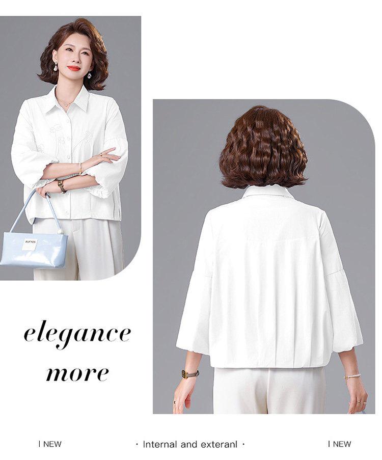 Spring Chinese-Style Casual Top for Middle-Aged Women: Comfortable, Loose, Fashionable, Versatile Shirt