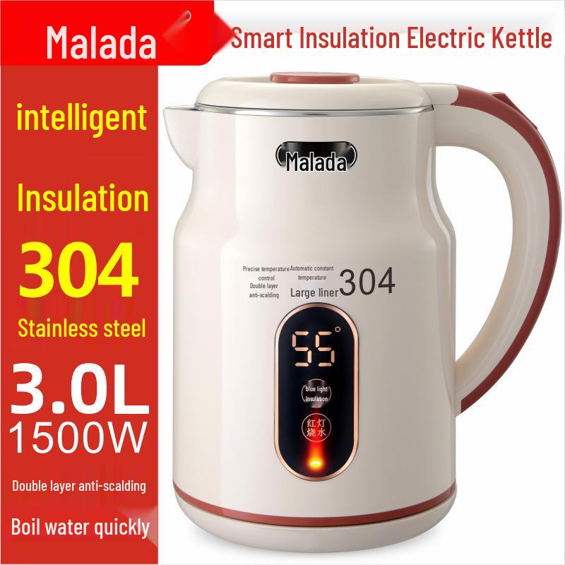 Hervidor eléctrico de aislamiento de acero inoxidable Wanlida de 3 l para uso doméstico
