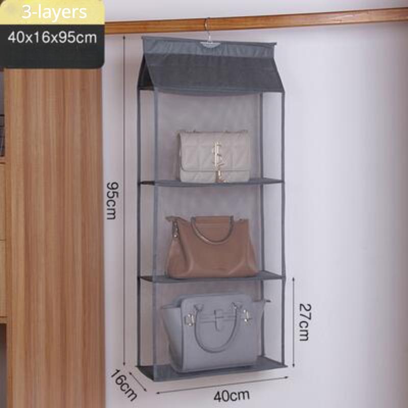 Сумка для хранения Подвесная сумка Шкаф Настенный тканевый пыленепроницаемый стеллаж для хранения Бытовая техника 3-layers серый