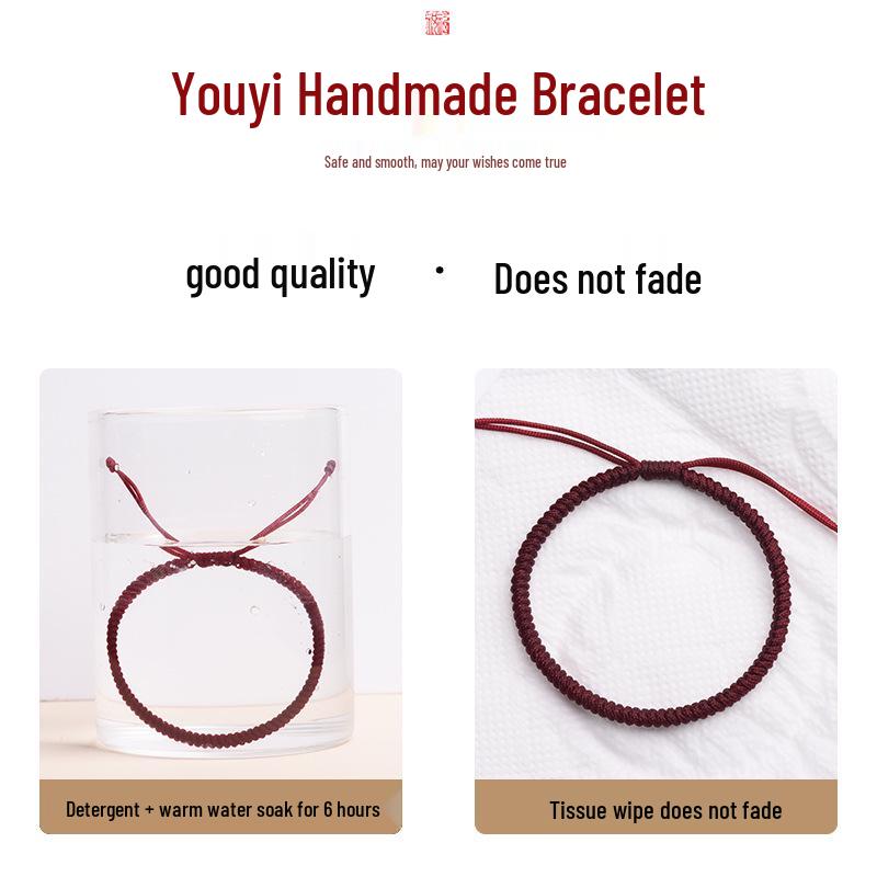 Burgunder Dunkelrot Geburtsjahr Armband: Unisex gewebtes Seil mit Diamant Glücksknoten, Geschenk zum Drachenjahr