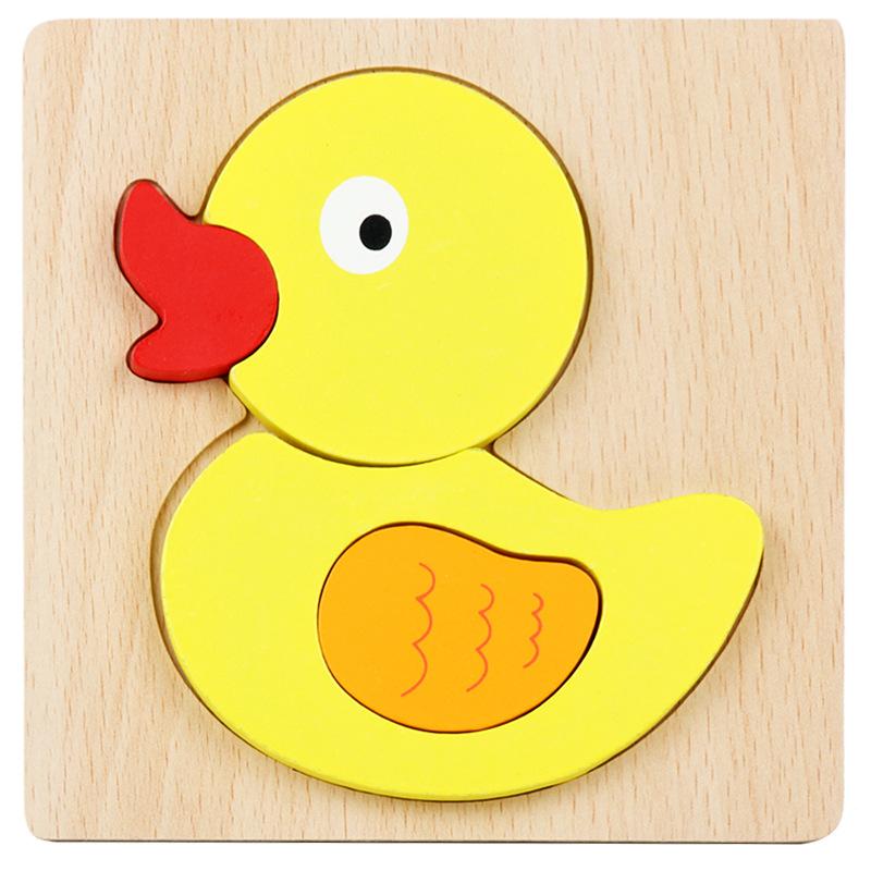 High Quality 3D Wooden Puzzles Educational Cartoon Animals Early Learning Cognition Intelligence Puzzle Game For Children Toys