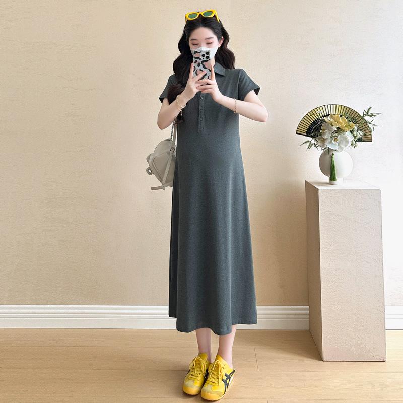 Chic Maternity Summer POLO Collar Slimming T-Shirt Dress M