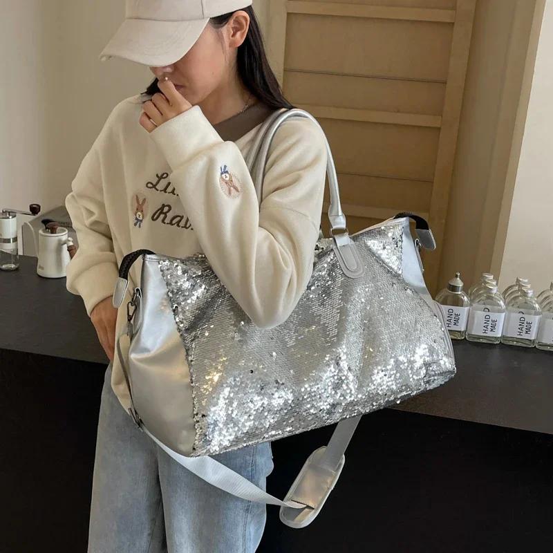 Sequin Solid Hot Selling Fashion Sequin Large Capacity Women's Shoulder Bag  Fashionable Women's Handbag Travel Bags