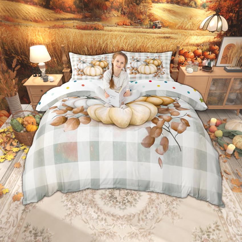 

Comforter Homewish Autumn Pumpkin Fall Harvest Season Bedding Set Botanical Theme Set Comforter (quilt)-EU Single(135*200cm)3pcs