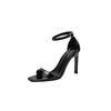 Fashion Sexy Open Toe High Heels Women 2025 Summer New Square Toe Slim Stiletto Ankle Strap Elegant Sandals