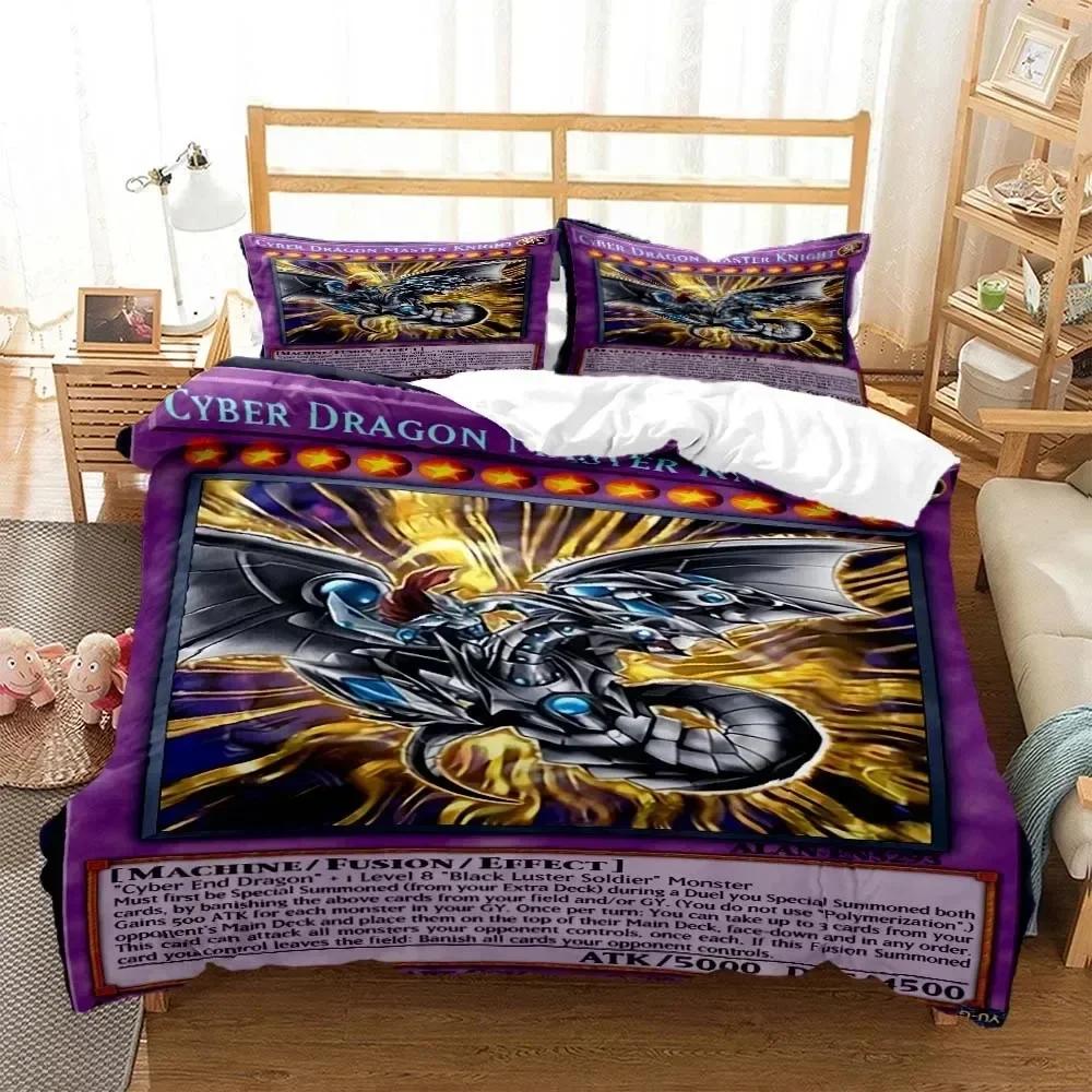 3D-Druck Anime Yu-Gi-Oh Spielkarte Bequeme Bettdecke Bettbezug Kissenbezug Bettwäsche-Set Kinderzimmer Dekoration Heimtextilien