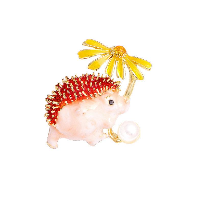 Enamel hedgehog brooch, fashionable clothing accessory, brooch, decoration, fixation, anti glare accessory