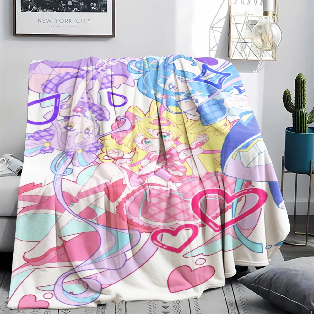 1PC Pretty Cure Print Flannel Blanket, High quality Comfortable for All Seasons, Home Decor, Warmth and Comfort, Perfect for Christmas Gifts