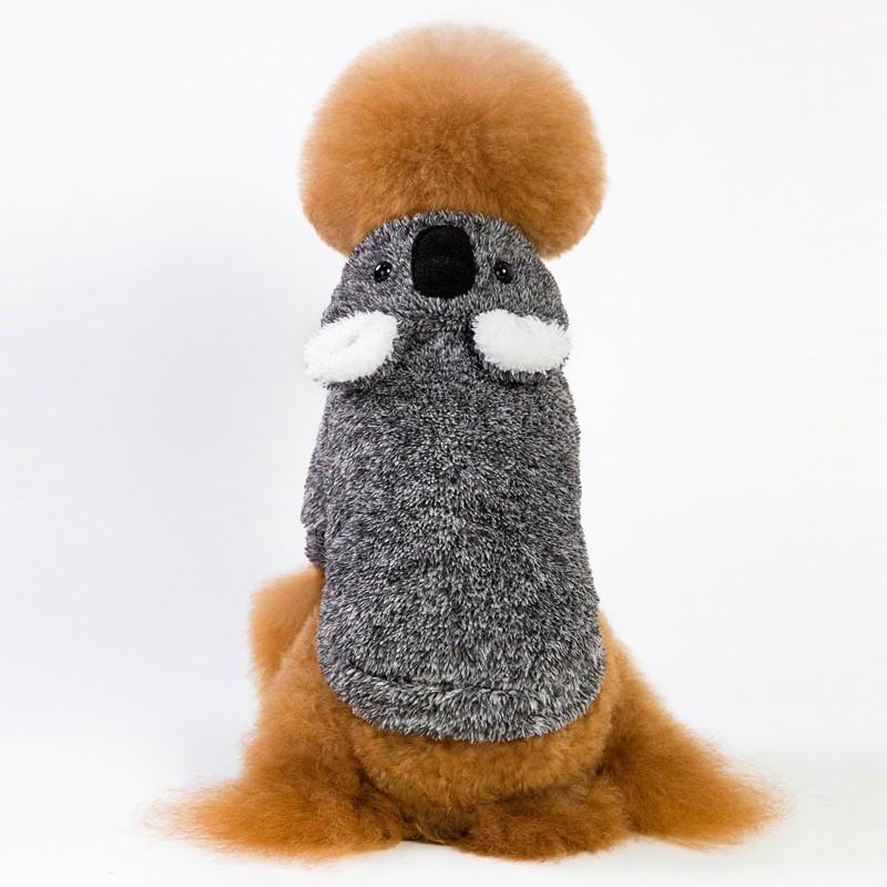 Warm Coral Fleece Dog Sweater Winter Fall - Hooded Lazy Bear Style French Bulldog Pug Teddy
