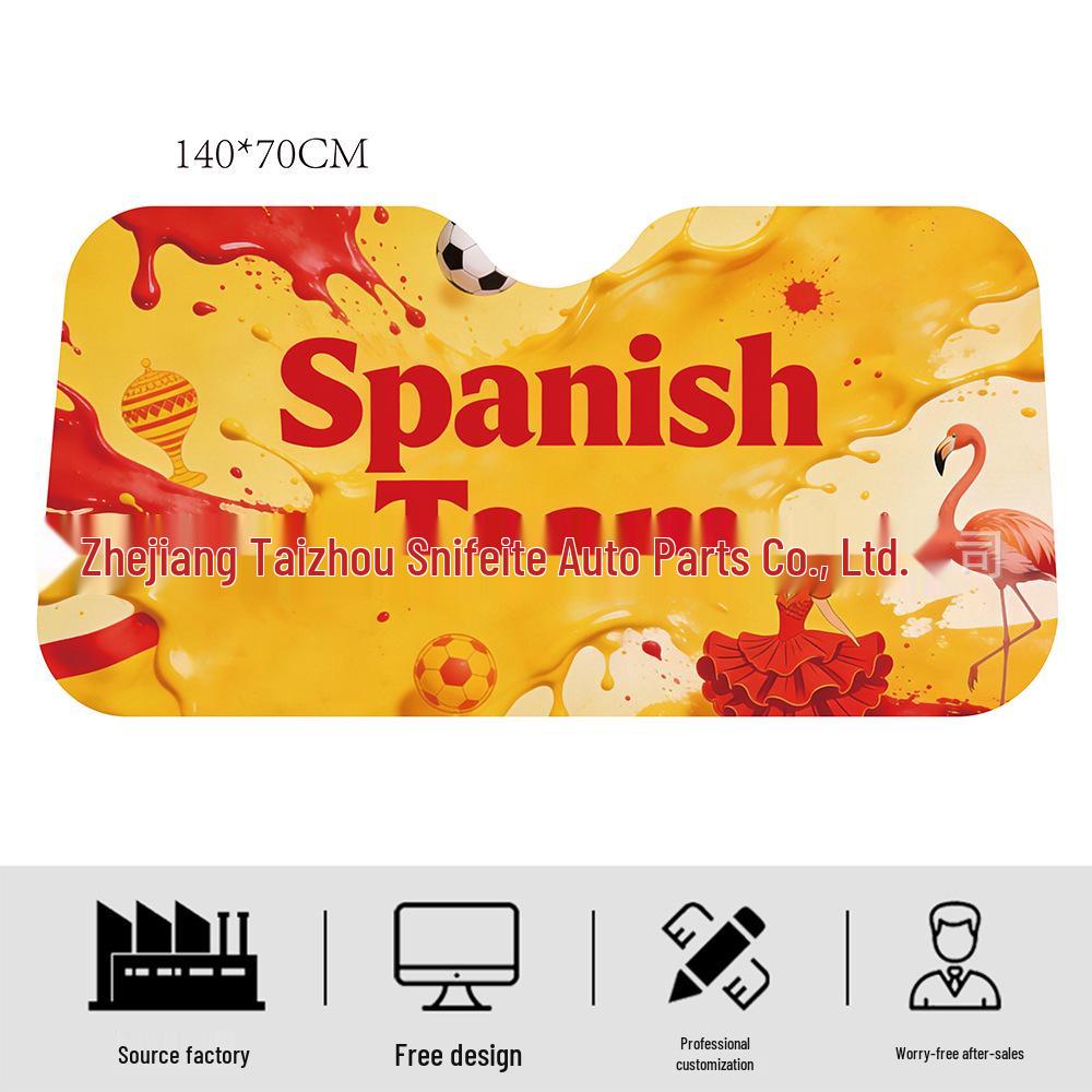 

World Cup Digital Print Car Sunshade - Aluminum Foil Bubble Insulation Sun Blocker 140x70 cm серебряный