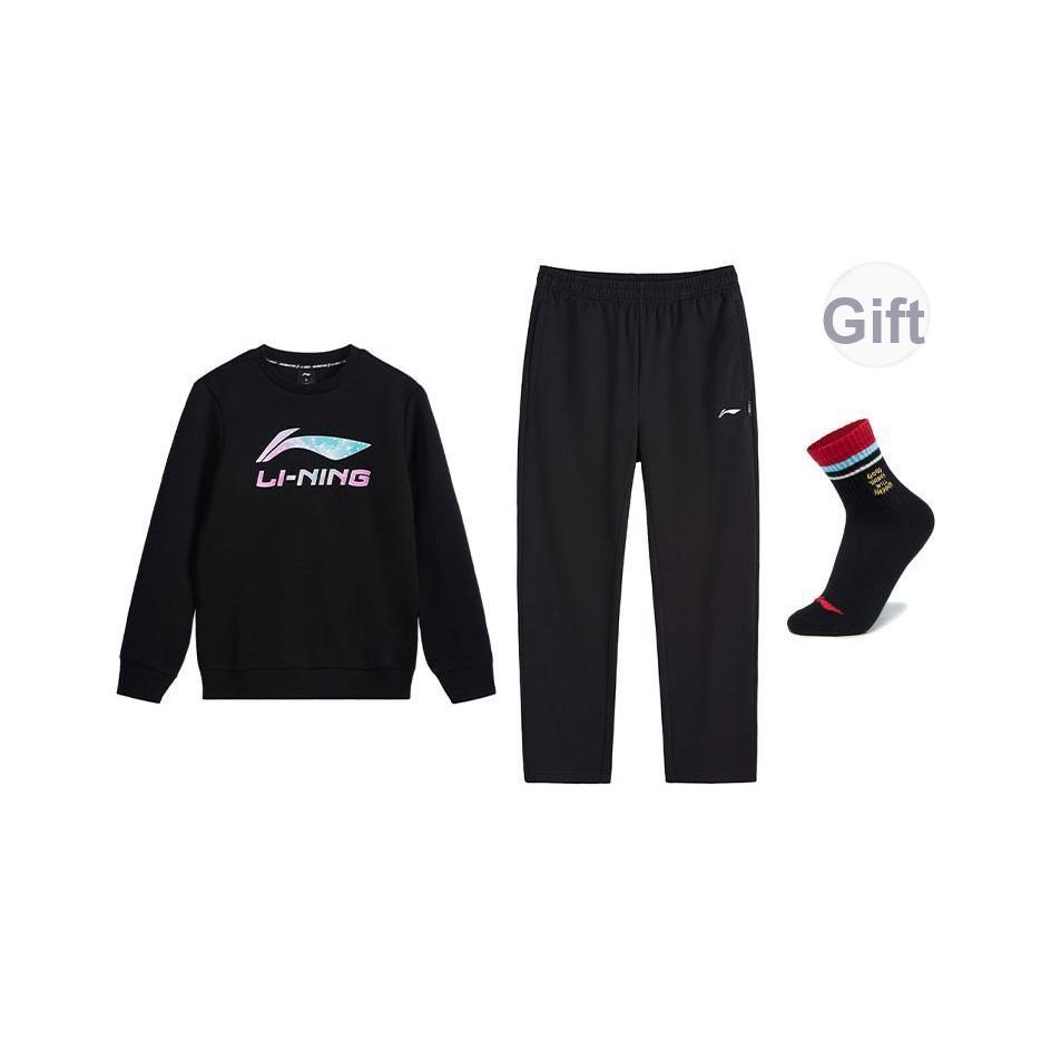 

Li-Ning Long Sleeve Simple Pullover Hoodie Comfortable Versatile Tracksuit Women tracksuit AWDVJ50-1+AKLVB33-1 L