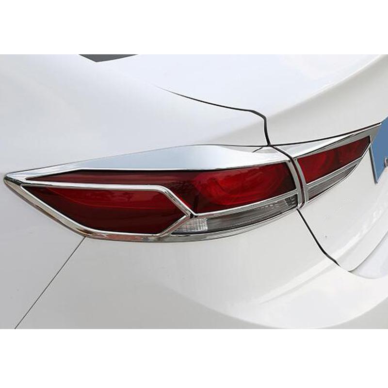 For Hyundai Elantra Avante 2016 2017 2018   Car Rear Back Light Lamp Hood Eyebrow Frame Stick ABS Chrome Cover Trim 4Pcs