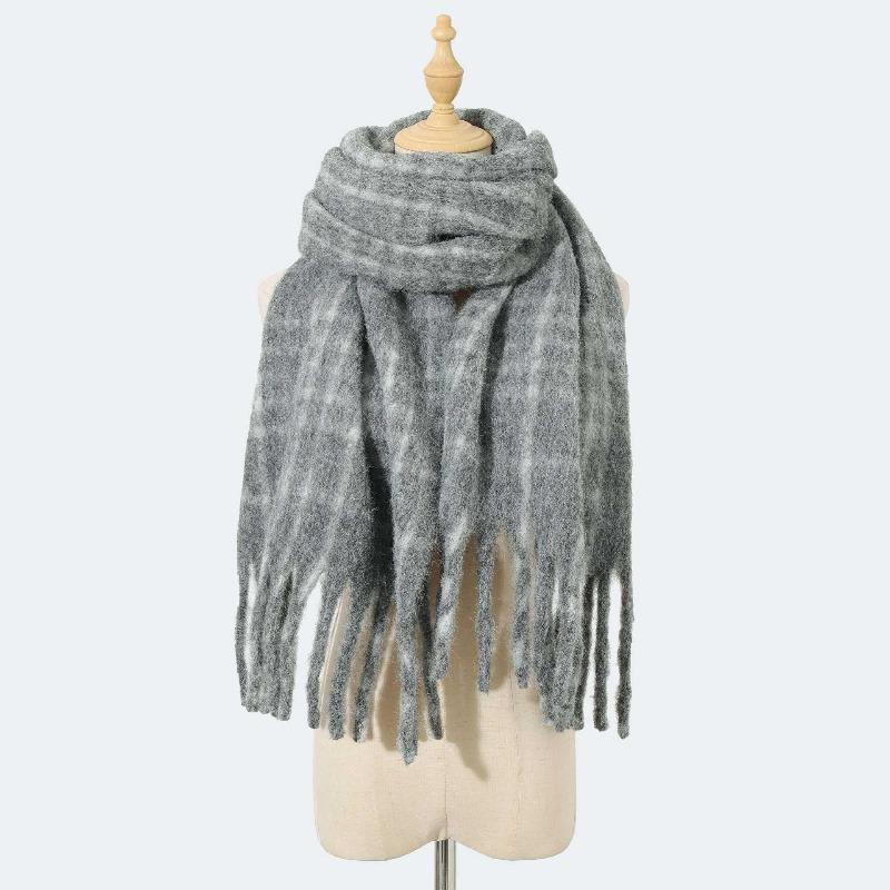 Wool blended high-end scarf Ankola red plaid scarf women's winter atmosphere versatile scarf