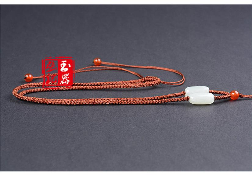 Handwoven Jade Pendant Necklace with Hetian Jade Bead