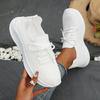 Fashion Women's Breathable Knit Sneakers Lightweight Casual White Running Shoes Woman Outdoor Comfortable Slip On Walking Shoes Big Size