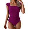 Womens Wide Strap Ruffle Detail One Piece Swimsuit Multi Color Print Bathing Suit
