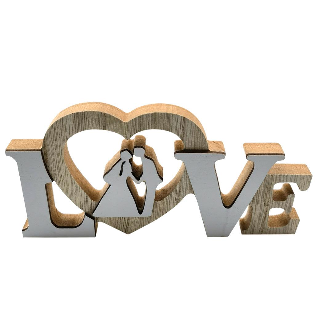 Wooden Ornament Retro Style LOVE Words Wedding Desktop Table Centerpieces LOVE Sign Durable Handicraft