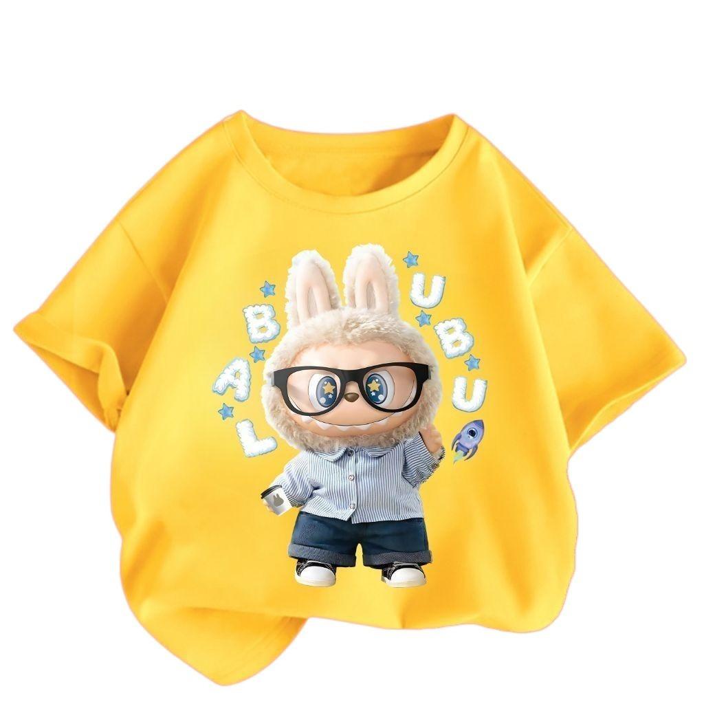 Labubu Girls' Children's Clothing T-shirt Summer Fashion Round Neck Short Sleeved 2025 New Cute Breathable Children's T-shirt