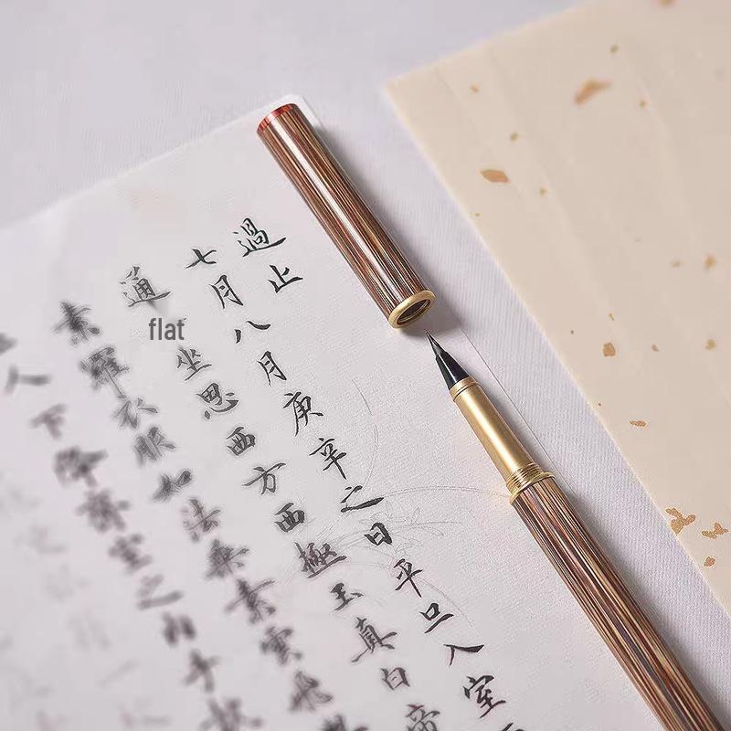 Sandalwood Handle Soft Brush Pen for Calligraphy Practice - Chinese Style with Ink Cartridge and Engraving.
