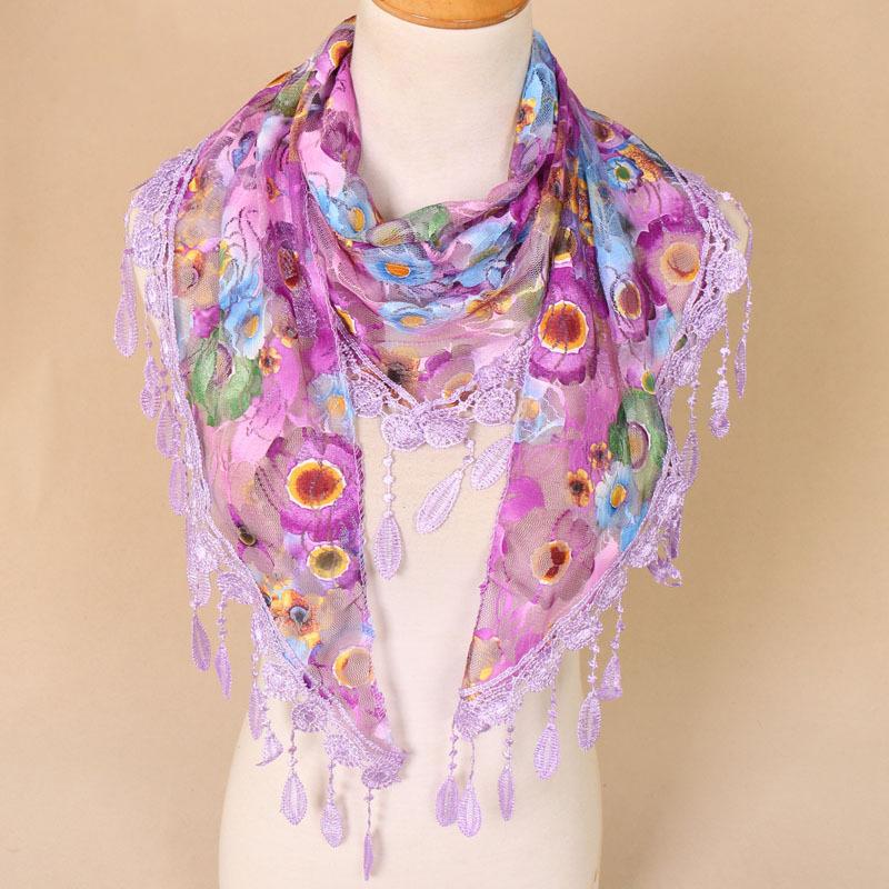 Blonde trekantskjerf med blomster Vår- og sommerstiler Pustende Uthult Ensfarget Trekant Dekorativt Hodebånd Blomstret Nytt