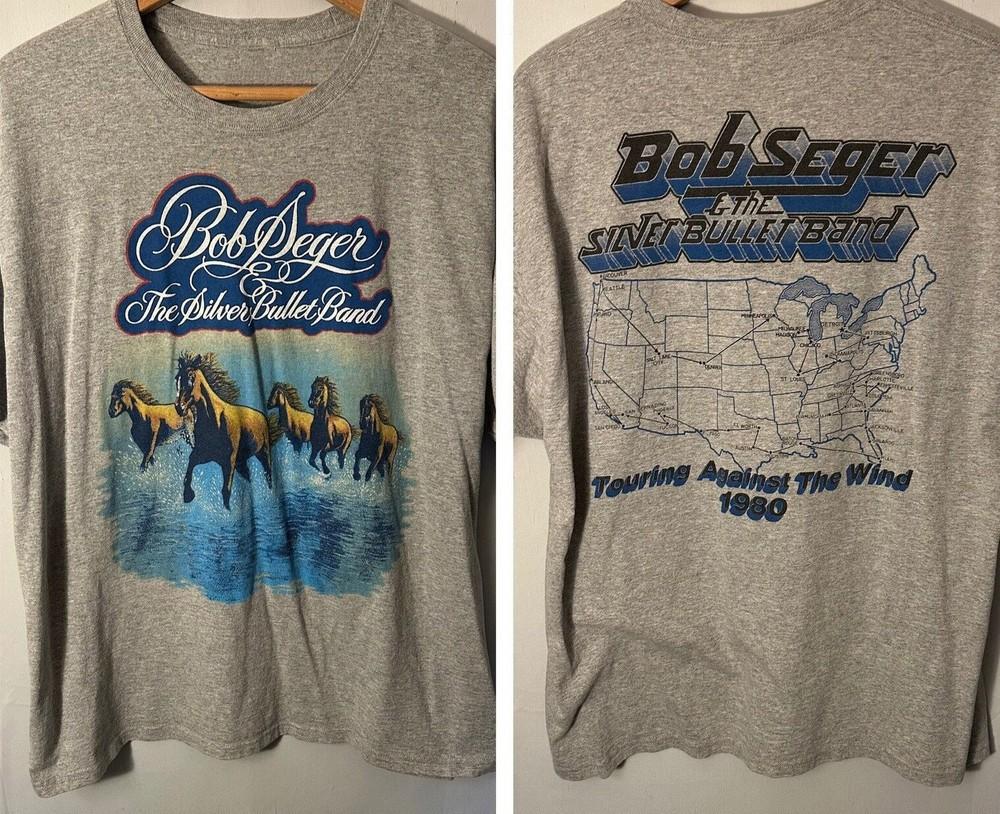

2 sides Touring Against The Wind Bob Seger Shirt Sport Gray Unisex S-5XL E1268 Unisex T-Shirt Graphic Tee XL