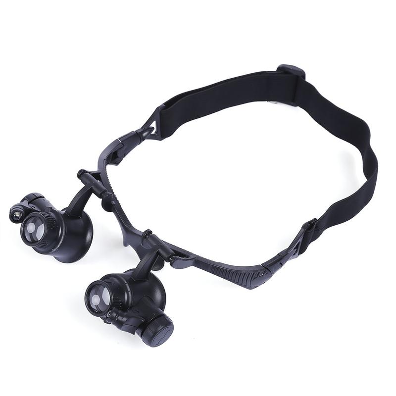 Wearing Magnifying Glass With Led Lights 10x 15x 20x 25x Magnification Loupes Jeweler Motherboard Font Magnifier