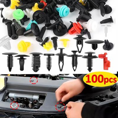 100 tornillos para coche mixtos, hebillas, parachoques, puerta, guardabarros, tornillos de sujeción, remaches de panel de coche, clips de plástico, piezas interiores