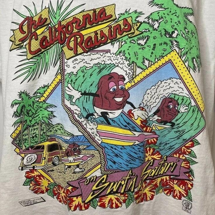 Maglietta unisex a maniche corte bianca con cartone animato California Raisins anni '80 S-5XL